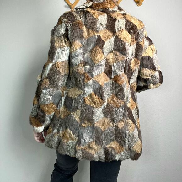 Vintage Patchwork Rabbit Fur Coat Size Medium - Picture 6 of 15